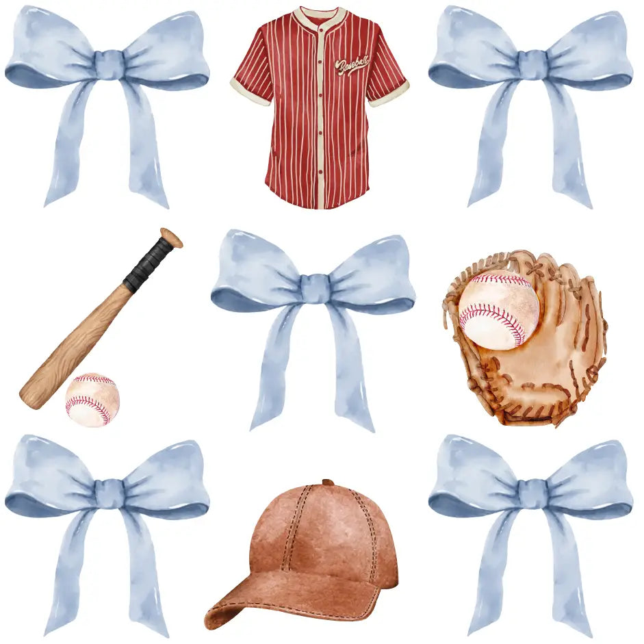 Baseball and Bows DTF Print--Ready to Press